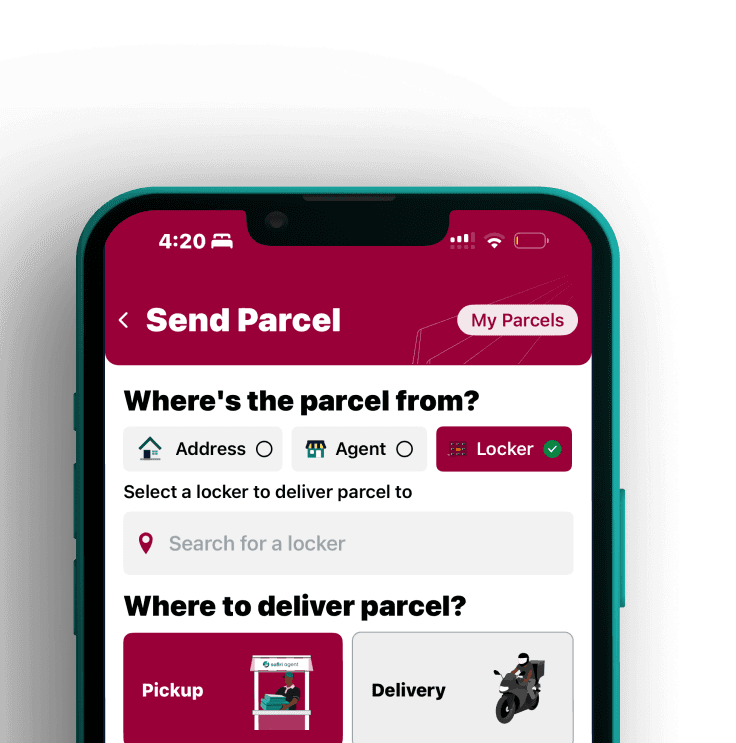 Select a locker in the parcel form